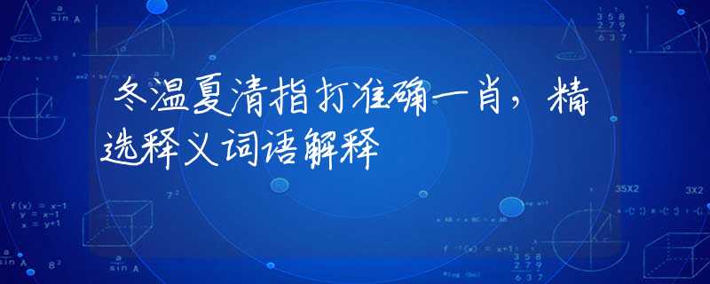 冬温夏清指打准确一肖，精选释义词语解释