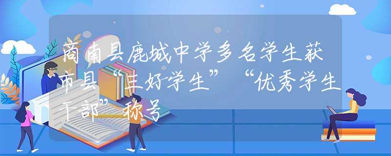 商南县鹿城中学多名学生获市县“三好学生”“优秀学生干部”称号