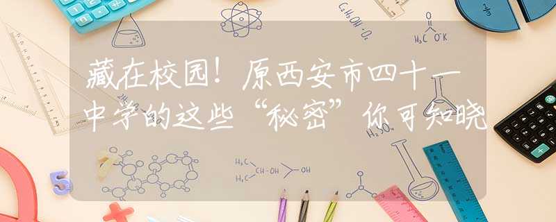 藏在校园！原西安市四十一中学的这些“秘密”你可知晓