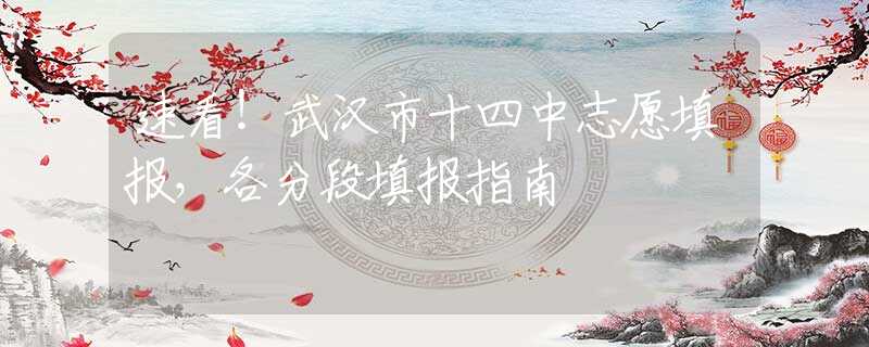 速看！武汉市十四中志愿填报，各分段填报指南