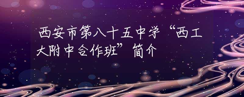 西安市第八十五中学“西工大附中合作班”简介