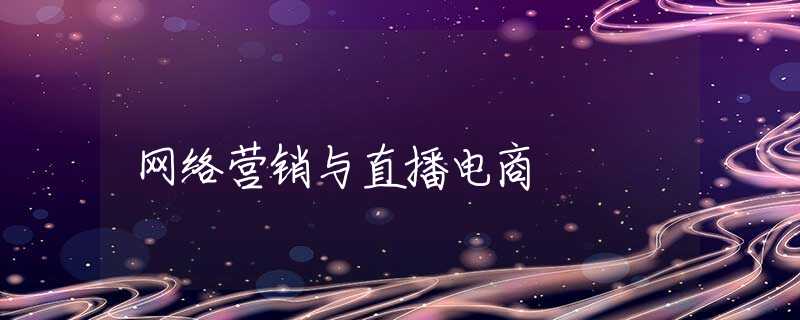 网络营销与直播电商