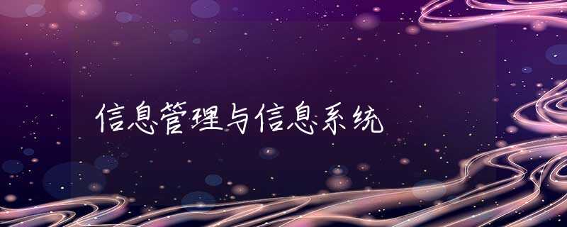 信息管理与信息系统